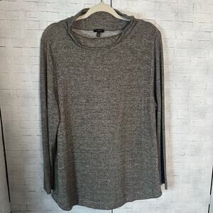 Talbots women’s sweater mock neck round hem lightweight, coastal grandma petite